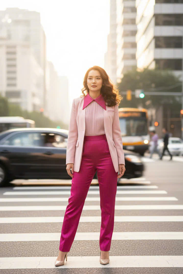 Áo Khoác Blazer, Áo vest Nữ Hồng Pastel Thêu Tay thời trang thiết kế Hity TOP237