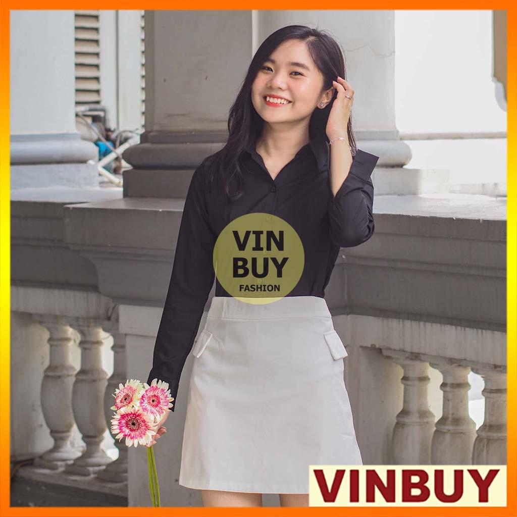Áo sơ mi đen nữ tay dài phong cách công sở chất vải mềm mịn thấm mồ hôi tốt vải cotton lụa không nhăn