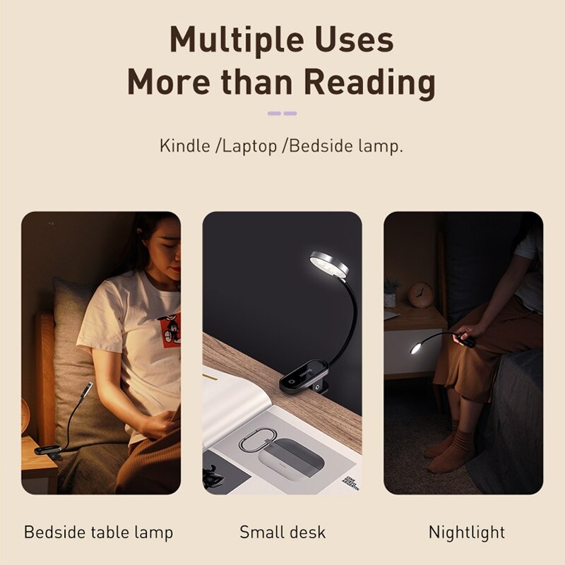 Đèn đọc sách kẹp bàn BASEUS Comfort Reading Mini Clip Lamp không dây cảm ứng