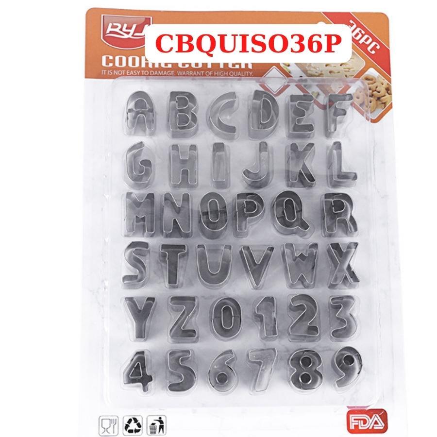 Khuôn Bánh Quy Cookies Bộ 36 Khuôn Nhấn Cookie Cutter Chữ Cái Số inox cao cấp - CBQUISO36P