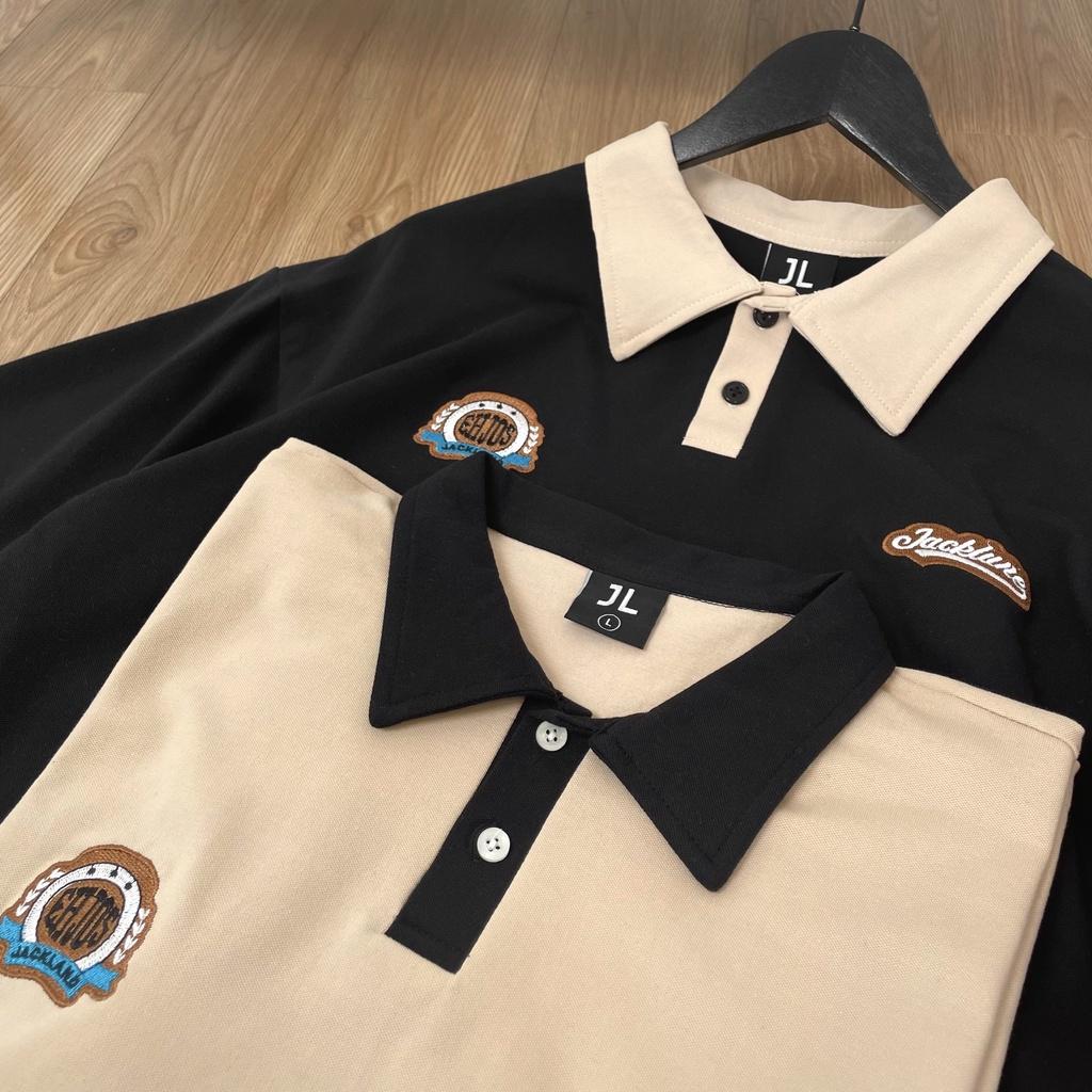 Áo Polo Oversize Jack Lane Badge, Áo thun có cổ form rộng phong cách Hàn Quốc, Local Brand JACK LANE