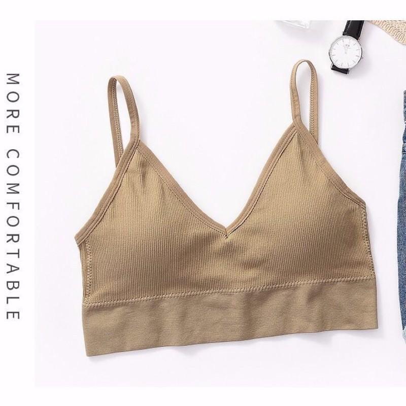 Áo Bra Nữ 2 Dây Thun Tăm Hở Lưng Chữ U Hàng Loại 1 Chuẩn Kèm Mút 38-60kg Bao đẹp