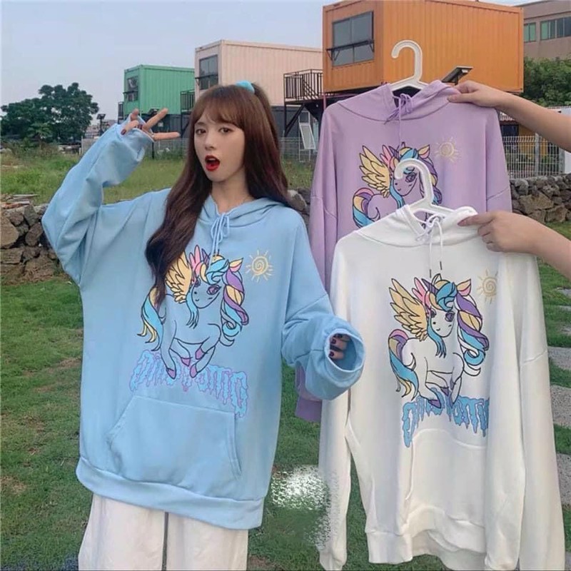 Áo hoodie con ngựa thun nỉ ngoại có nón đẹp