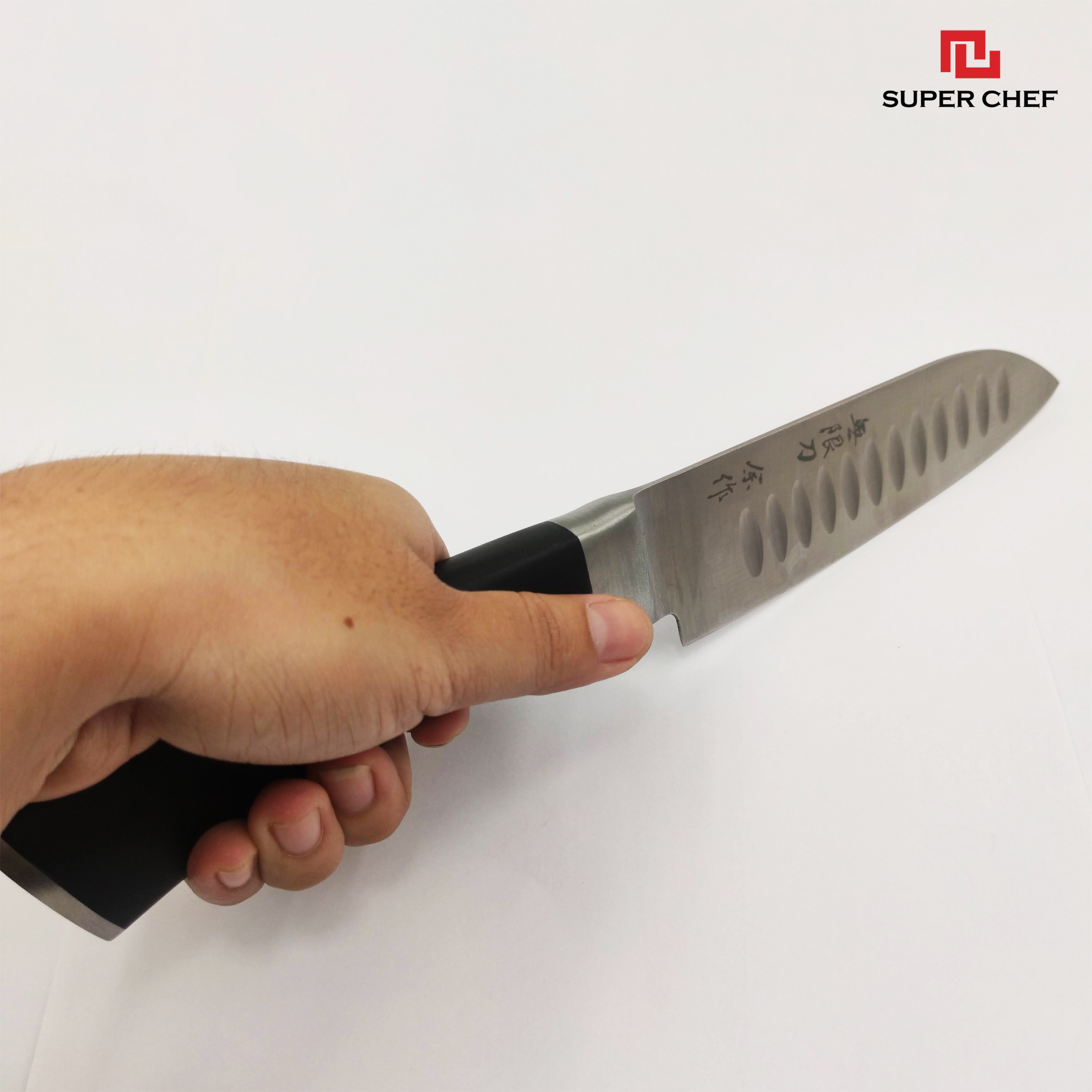 Dao Bếp Chống Dính Ngắn Santoku Chính Hãng Super Chef Công Nghệ Nhật Siêu Sắc Bén, Lâu Cùn, Lưỡi Thép Cao Cấp Không Gỉ Sét , An Toàn Sức Khỏe Siêu Tiện Lợi