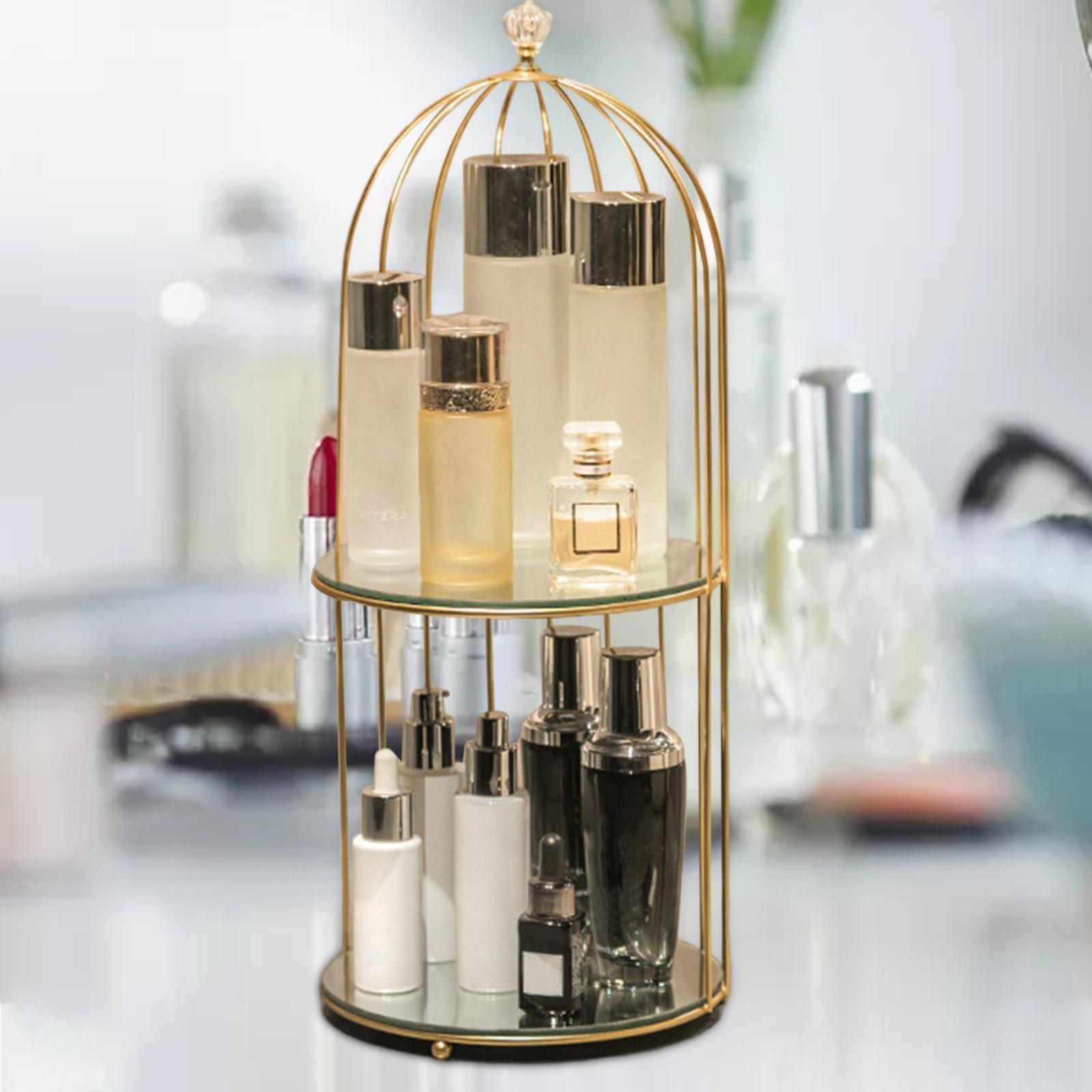 Bird Cage Makeup Organizer Bathroom Storage Rack Counter Vanity Tray Shelf