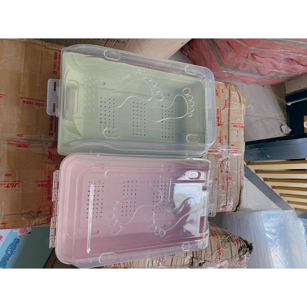Hộp Đựng Giày Dép Nắp Nhựa Cứng Trong Suốt Có Nắp Đậy Thoáng Khí, Size lớn Chịu Lực 4kg Kích Thước 34 x 24 x 13