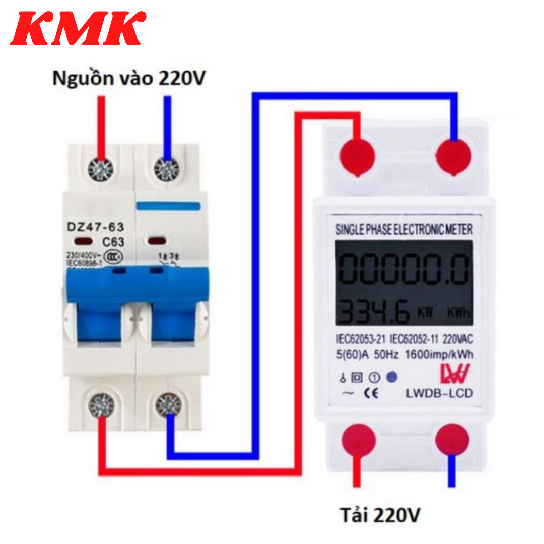 Công tơ điện tử 60A - Đơn năng chỉ đo công suất tiêu thụ