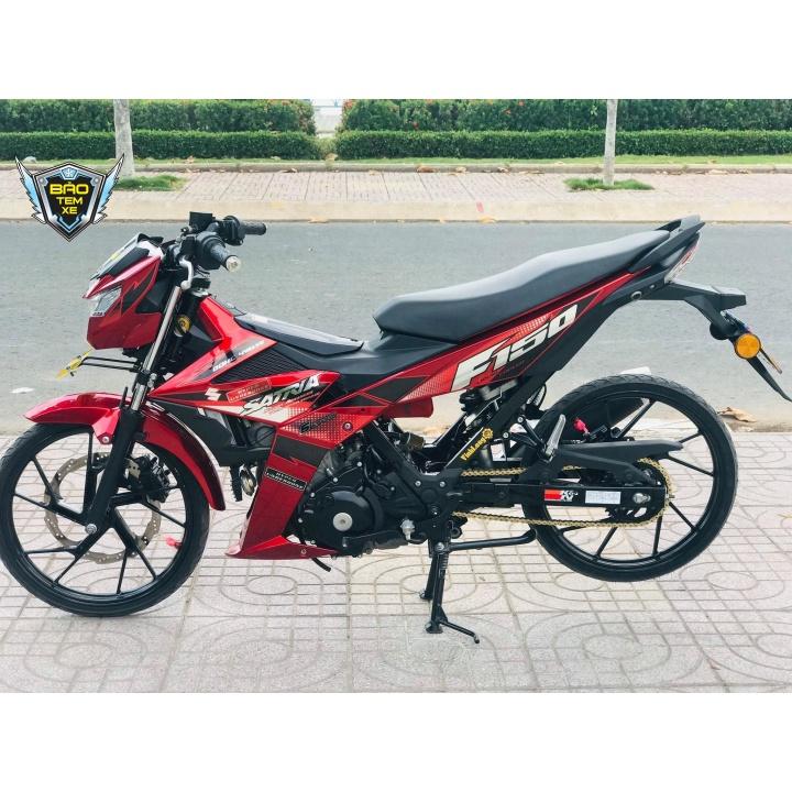 Tem rời dán xe satria fi chất liệu crom dán xe đỏ