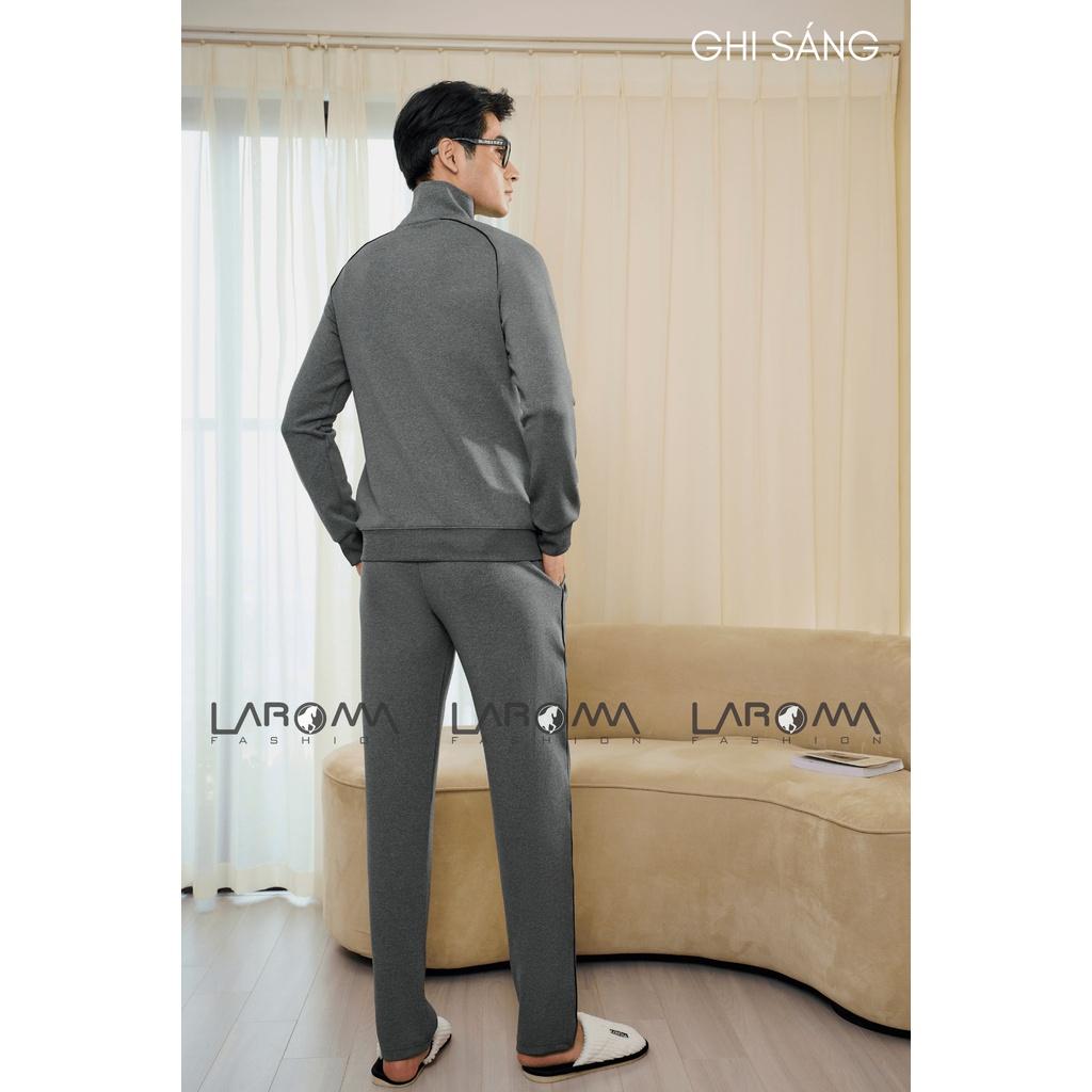 Bộ Quần Áo Nỉ Thu Đông Khóa Kéo Laroma Cho Nam | Sọc Đơn - Giữ Ấm - Vải Thơm - Kháng Khuẩn