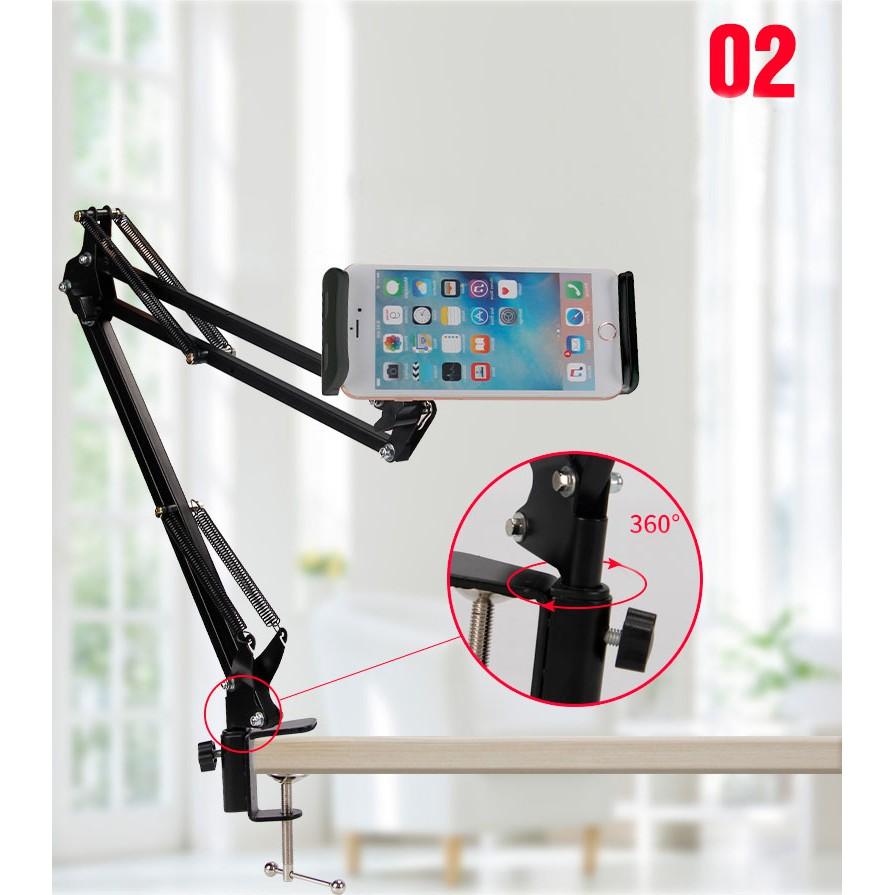 Giá đỡ điện thoại, Kẹp điện thoại Ipad đa năng xoay 360 độ 3 khớp điều chỉnh cao cấp SMH độ bền cao