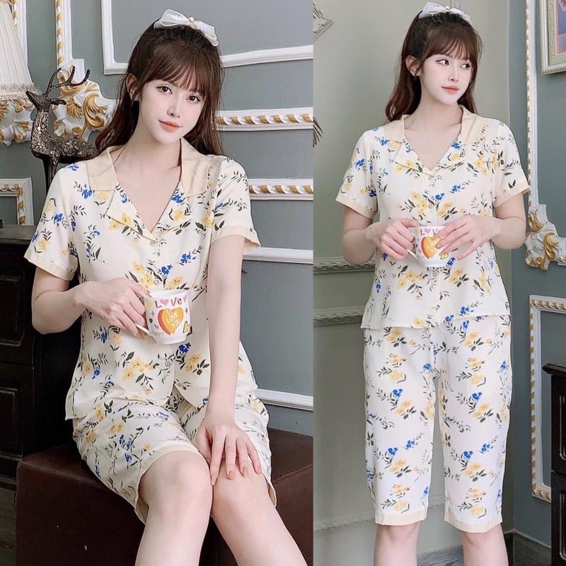 Đồ bộ mặc nhà mẫu lửng chất lụa hàn