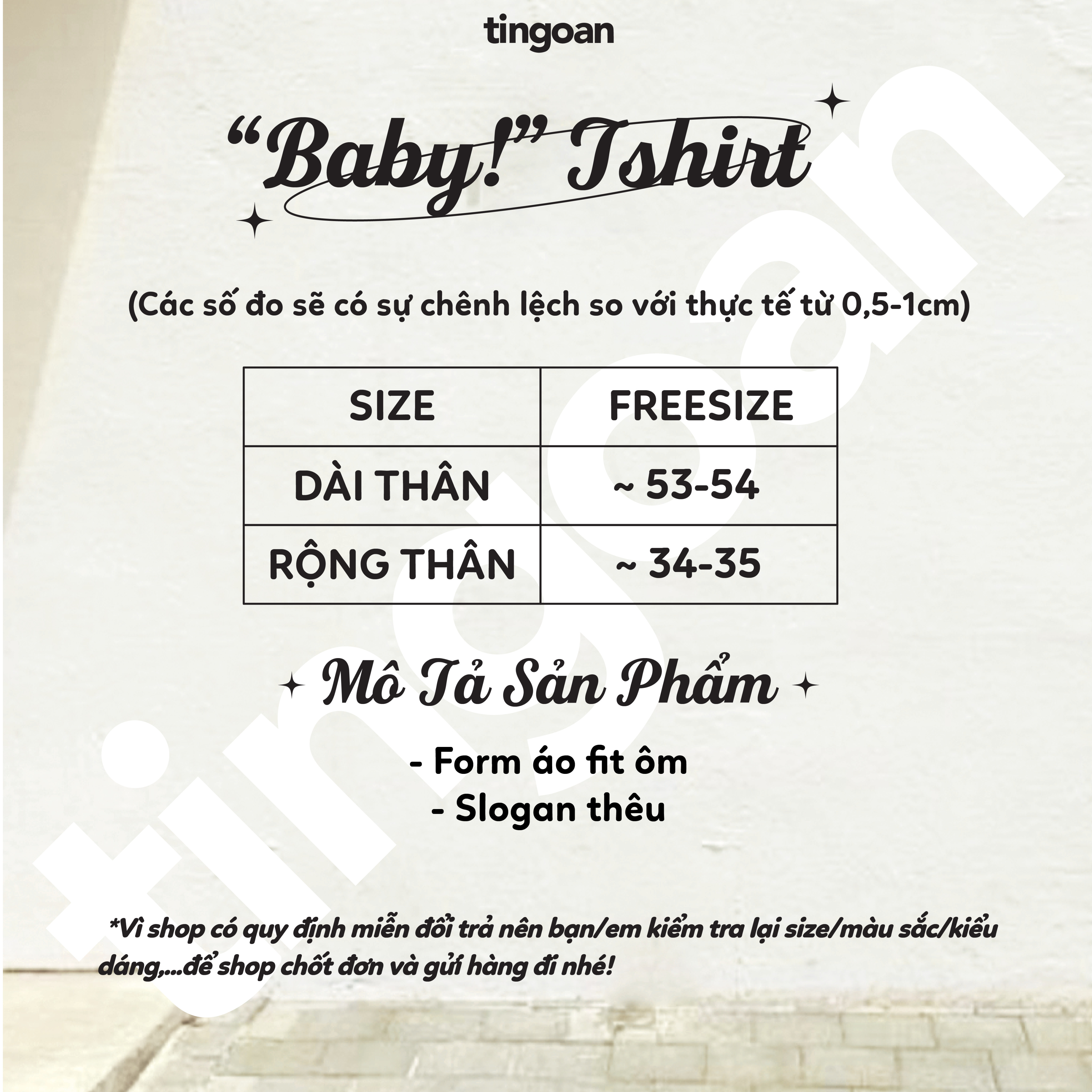 Áo phông dáng ôm vừa thêu chữ &quot;baby&quot; trắng tingoan “BABY!” TSHIRT/WH