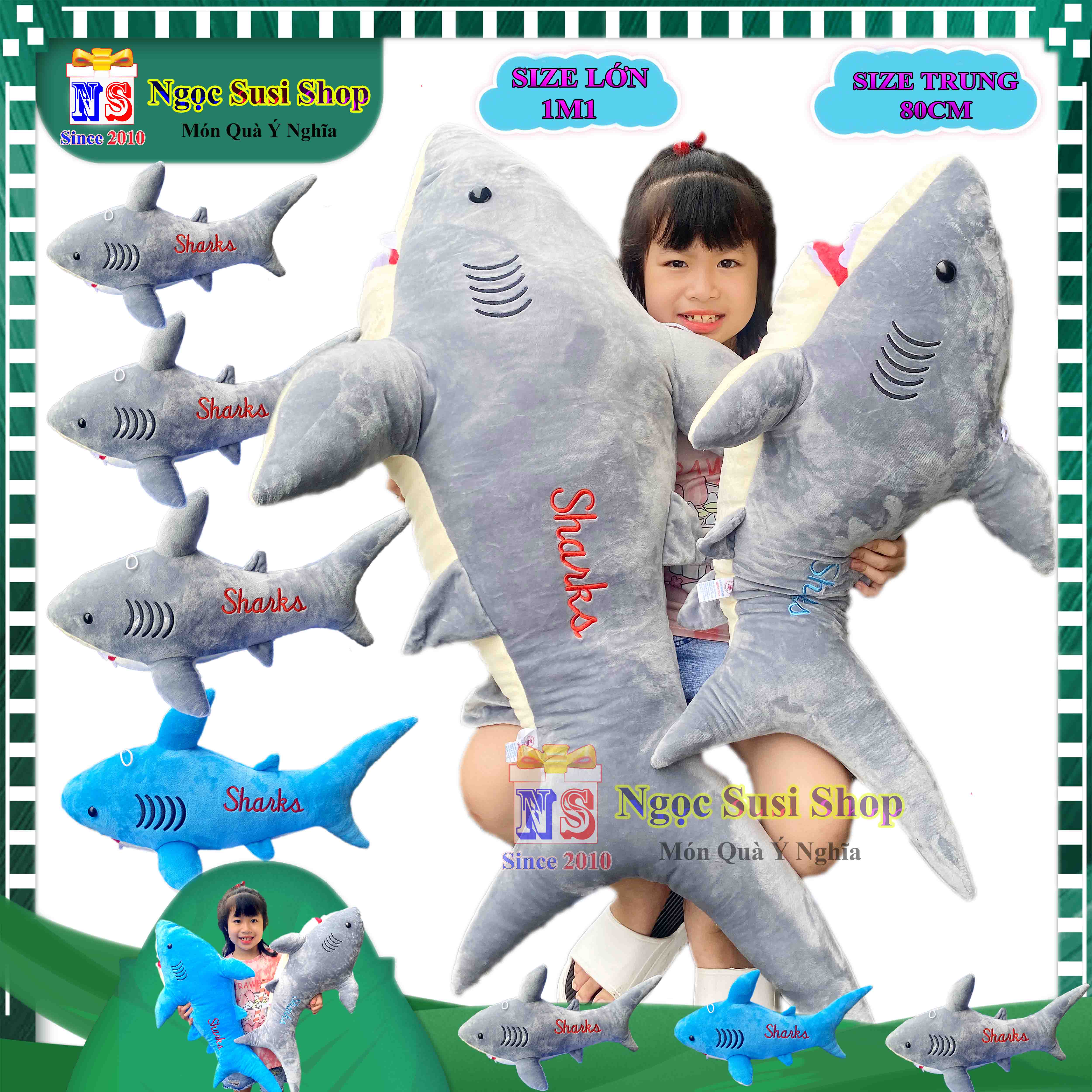GẤU BÔNG CÁ MẬP SHARK  SIÊU TO KHỔNG LỒ CHO BÉ ÔM NGỦ - THÚ BÔNG HÌNH CÁ MẬP SIÊU MỀM MỊN 100% GÒN