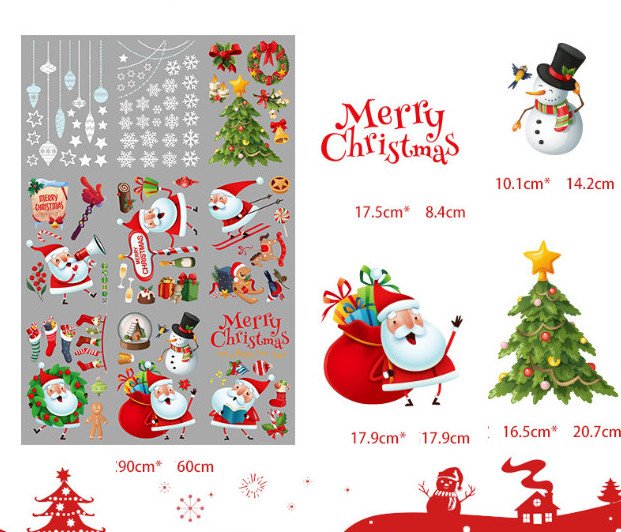 Decal trang trí Noel hít tĩnh điện - Những Ông già Noel vui nhộn