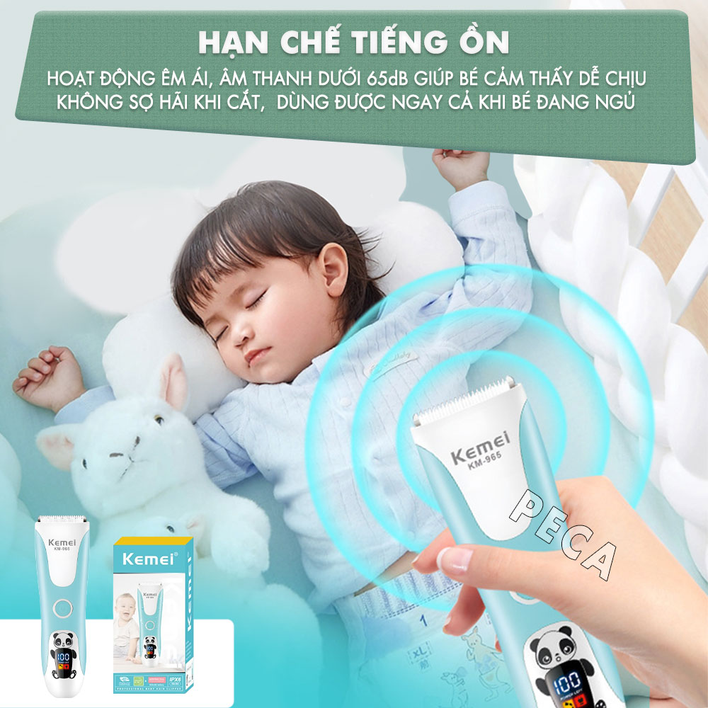 Tông đơ cắt tóc trẻ em Kemei KM-965 có thể cắt tóc, chấn viền cạo tóc dùng được cho trẻ sơ sinh - Hàng chính hãng