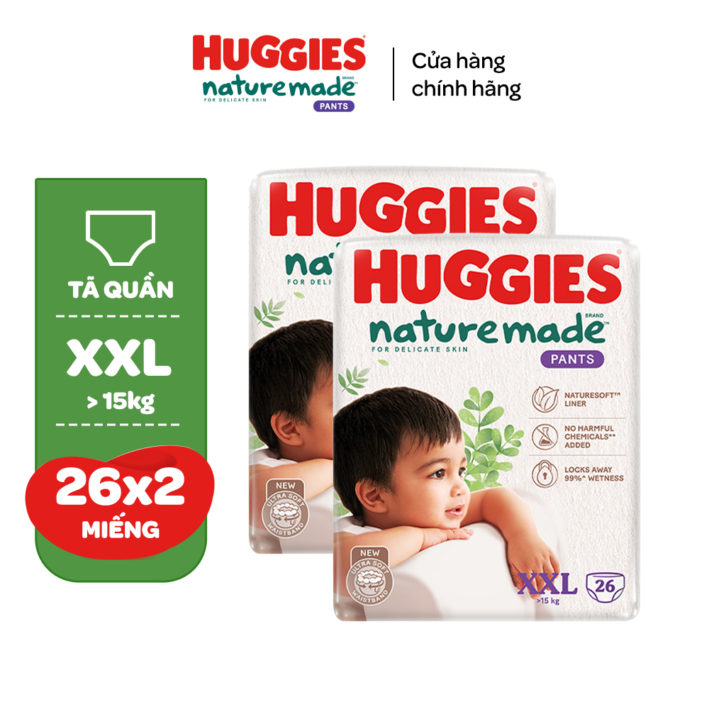 Combo 2 Tãbỉm Quần Huggies Platinum Naturemade M58L44Xl38Xxl26 - Xxl26
