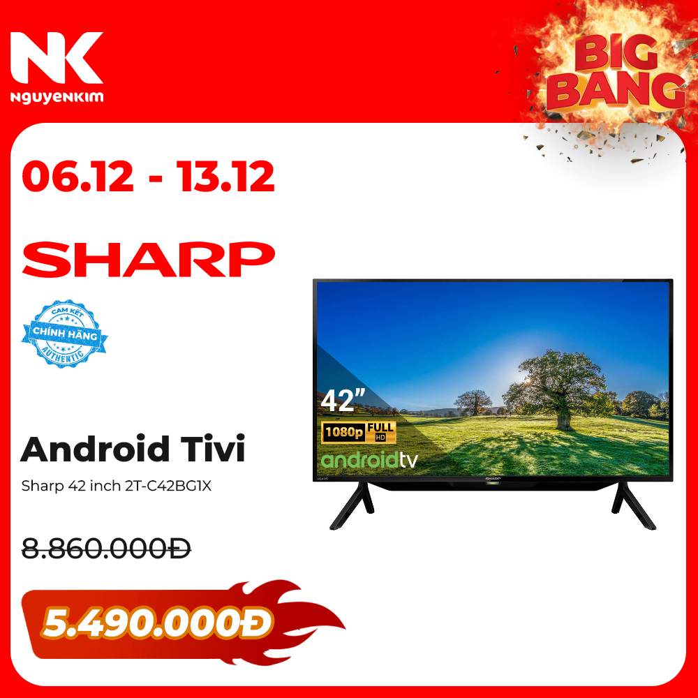 Android Tivi Sharp 42 inch 2T-C42BG1X - Hàng chính hãng