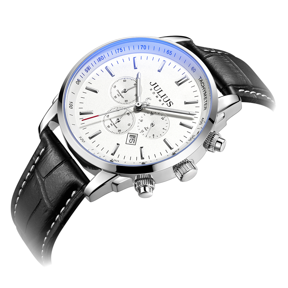 Đồng Hồ Nam JAH-133A chronograph Julius Hàn Quốc Dây Da
