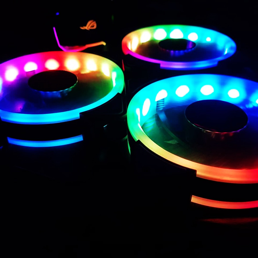 Bộ 3 Fan LED NEEDMAX RGB D-Ringer Rainbow + Hub Điều Khiển (Tặng cáp OTG Type C Earldom) - Hàng Nhập Khẩu