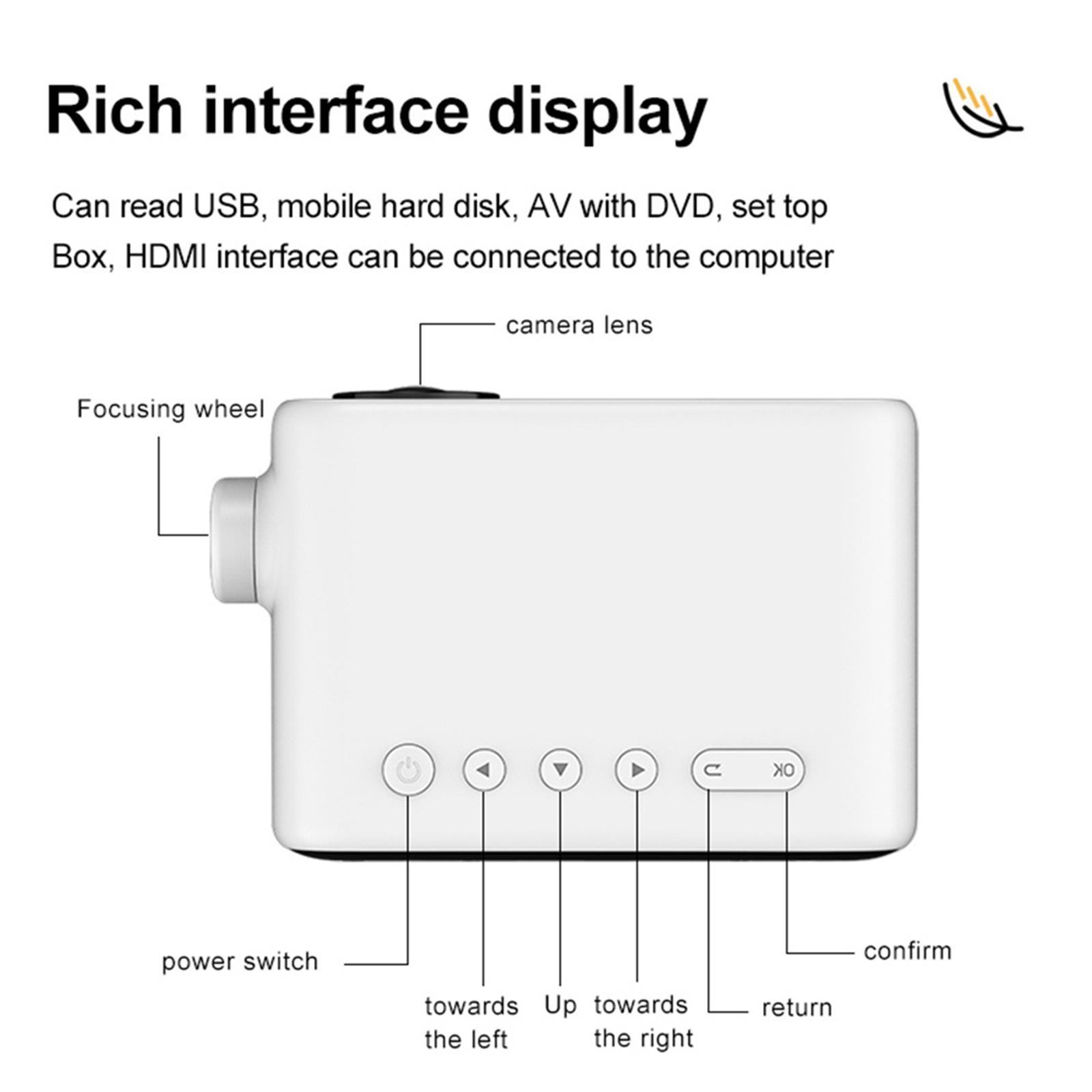 Outdoor YG280 Mini 1080P 80'' with LED AV USB AUX AU Black