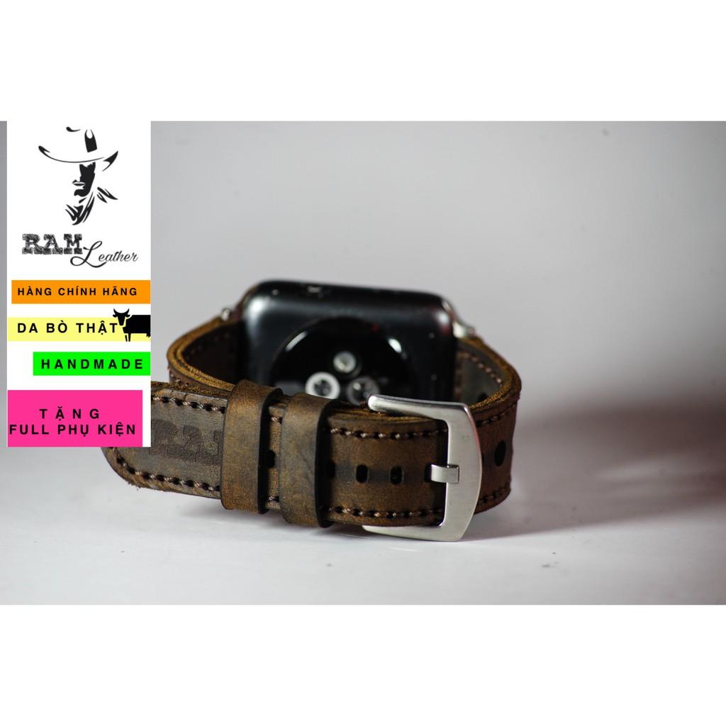 Dây đồng hồ RAM Leather da bò nâu đất handmade - RAM d1
