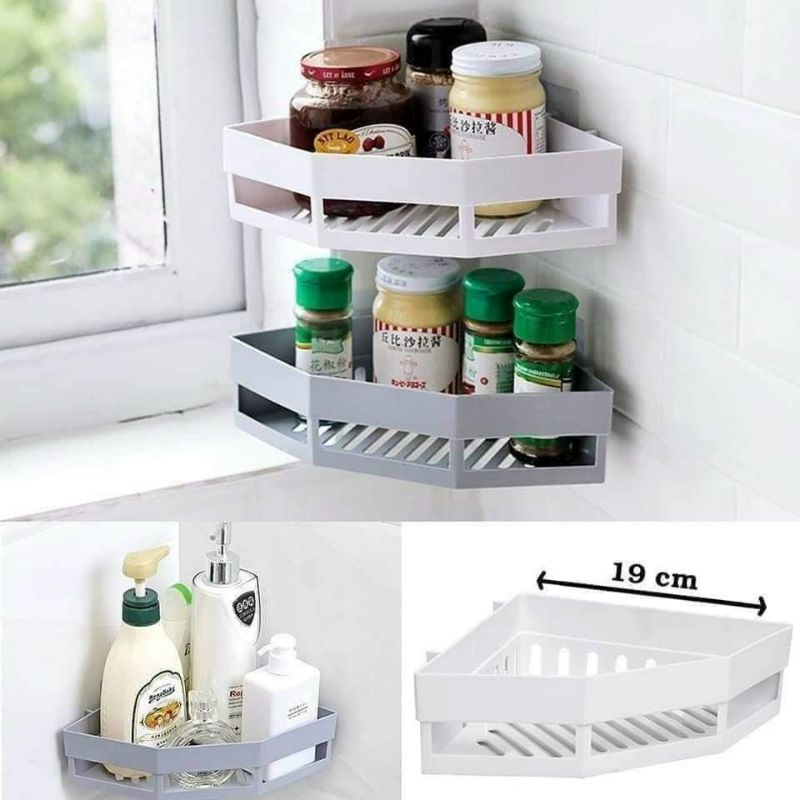 Kệ Góc Tam Giác Nhựa Dán Góc Tường Đa Năng Cho Bếp & Nhà Tắm Màu Ngẫu Nhiên