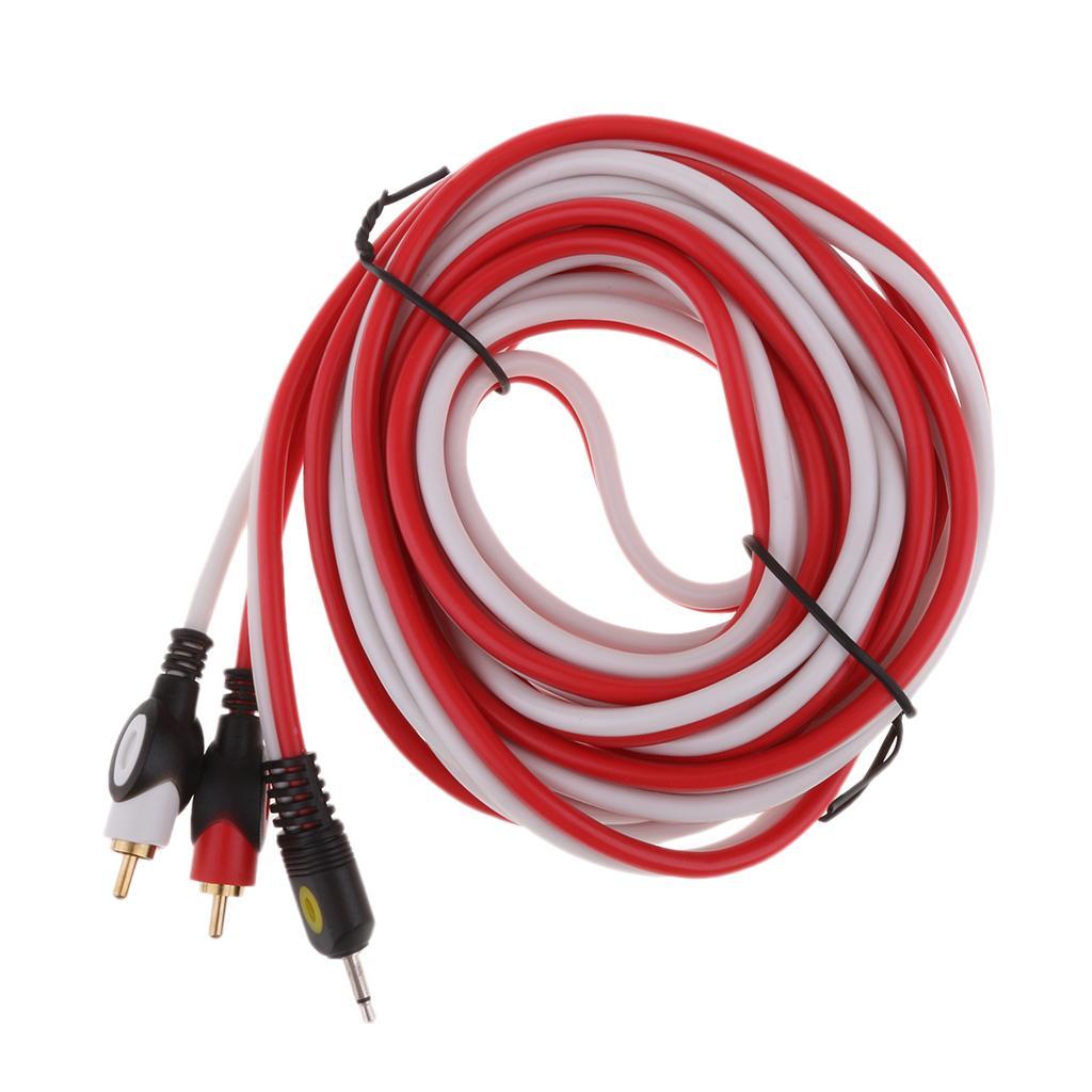 RCA Cable Dual Shielded 3.5mm Male To 2RCA Male Stereo Audio Y Cable 5Ft For