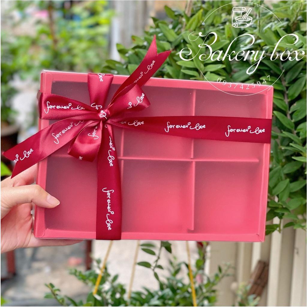Set 10 | Hộp Giấy 6 Ngăn Màu Đỏ Đựng Bánh 50gr - 80gr