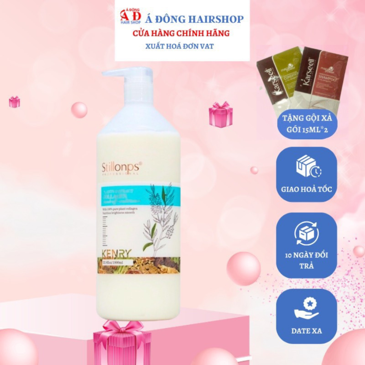 Dầu gội xả dưỡng sinh mềm mượt ngăn ngừa gàu Stillonps 1000ml + Gội xả gói Karseell 15ml