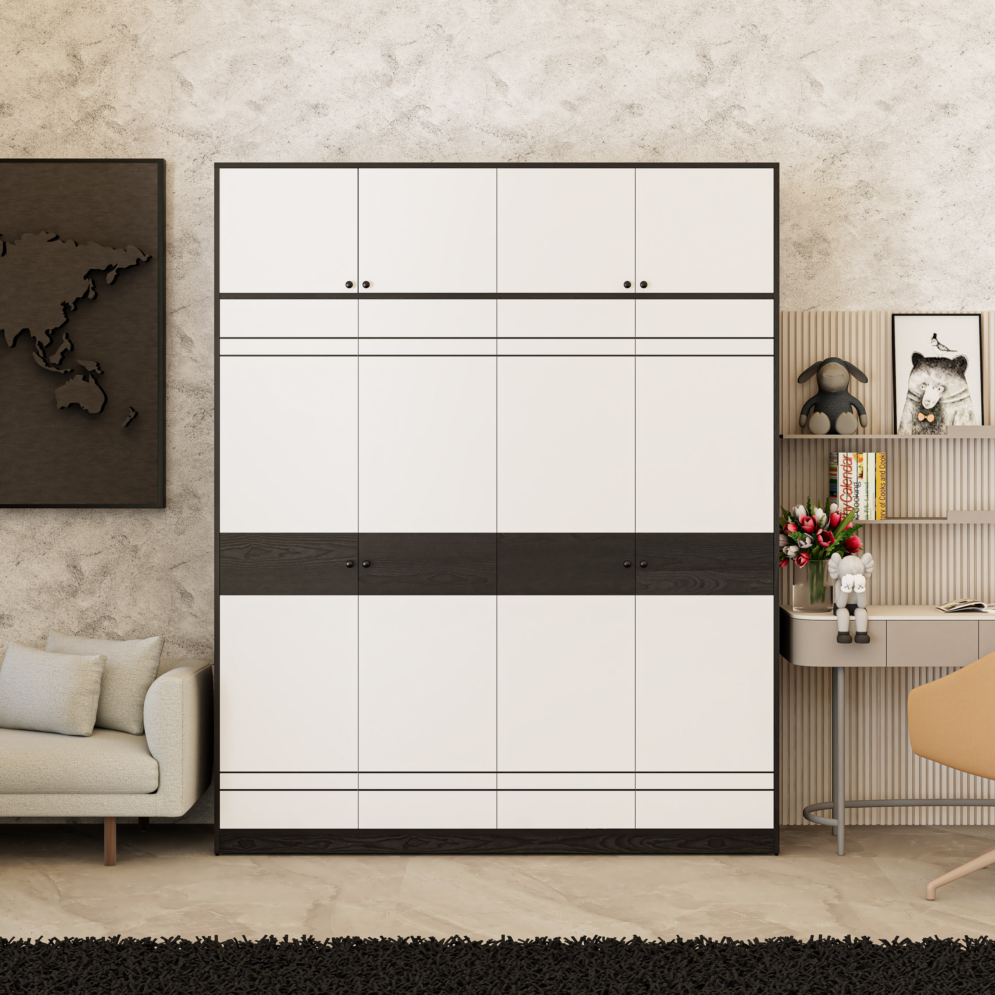 TAKO, Tủ quần áo 8 cửa mở , 180cm x 54cm x 220cm , TCM_141