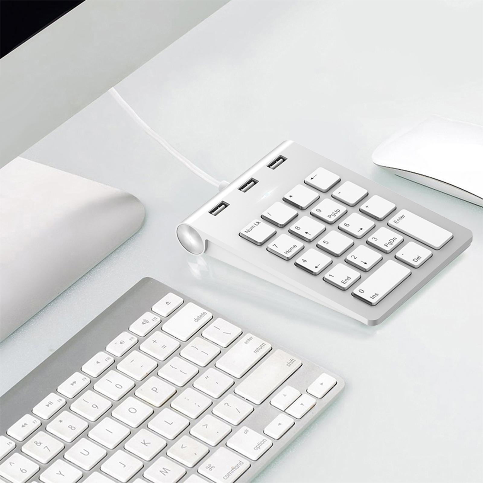 Numeric Keypad Wired Keyboard USB Portable 3 USB 2.0 Hubs Num Pad 18 Keys Digita Keyboard for Desktop Computer Notebook PC