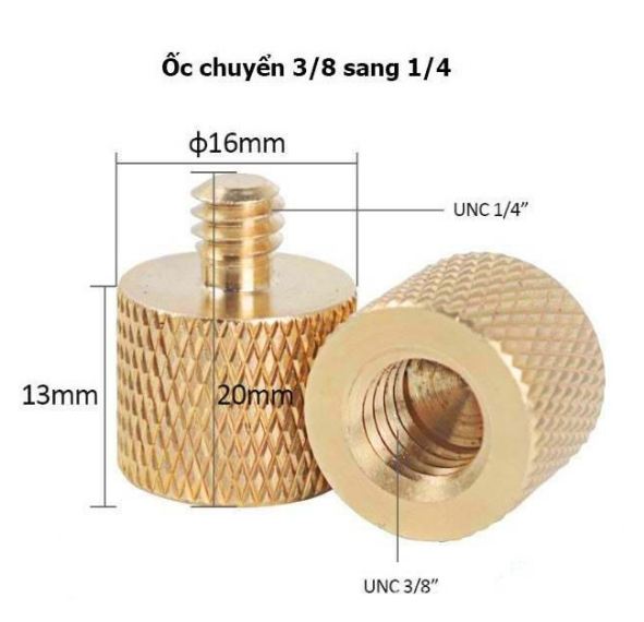 Ốc đồng chuyển từ chuẩn ốc 1/4 sang 3/8 và ngược lại - Chân máy ảnh