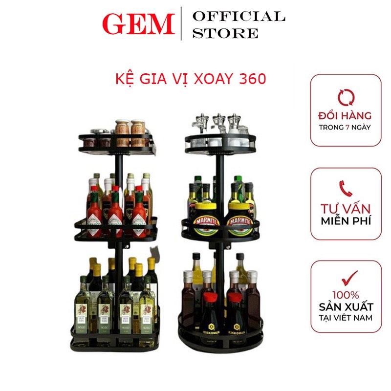 Kệ Đựng Gia Vị xoay 360 Độ 2 Tầng, 3 Tầng, Kệ Để Đồ Nhà Bếp Thông Minh