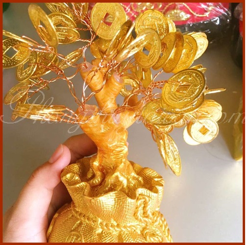 Cây Thần lộc-Hoa tiền xu chiêu tài 17cm*7cm