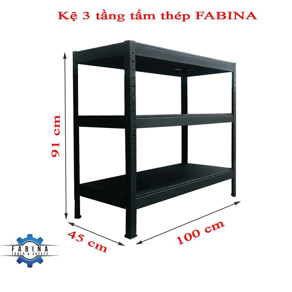 Kệ 3 tầng tấm thép màu đen 100cm