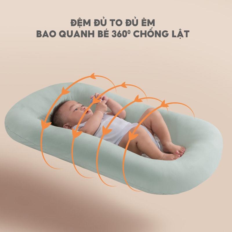 Gối Chống Trào Ngược Nệm Nằm Chống Lật Cho Bé Nhỏ 0-12 Tháng Tuổi Nệm Bọc Vải Lụa Cao Cấp