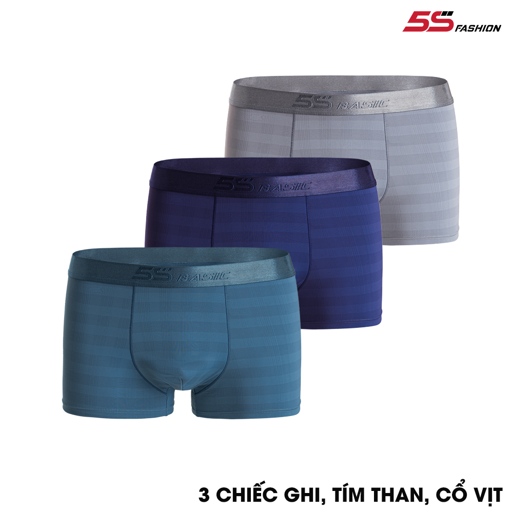 Combo 3 Quần Sịp Đùi Nam Boxer 5S, Chất Cao Cấp, Siêu Thấm Hút, Kháng Khuẩn Tốt (3C-BOX23003)