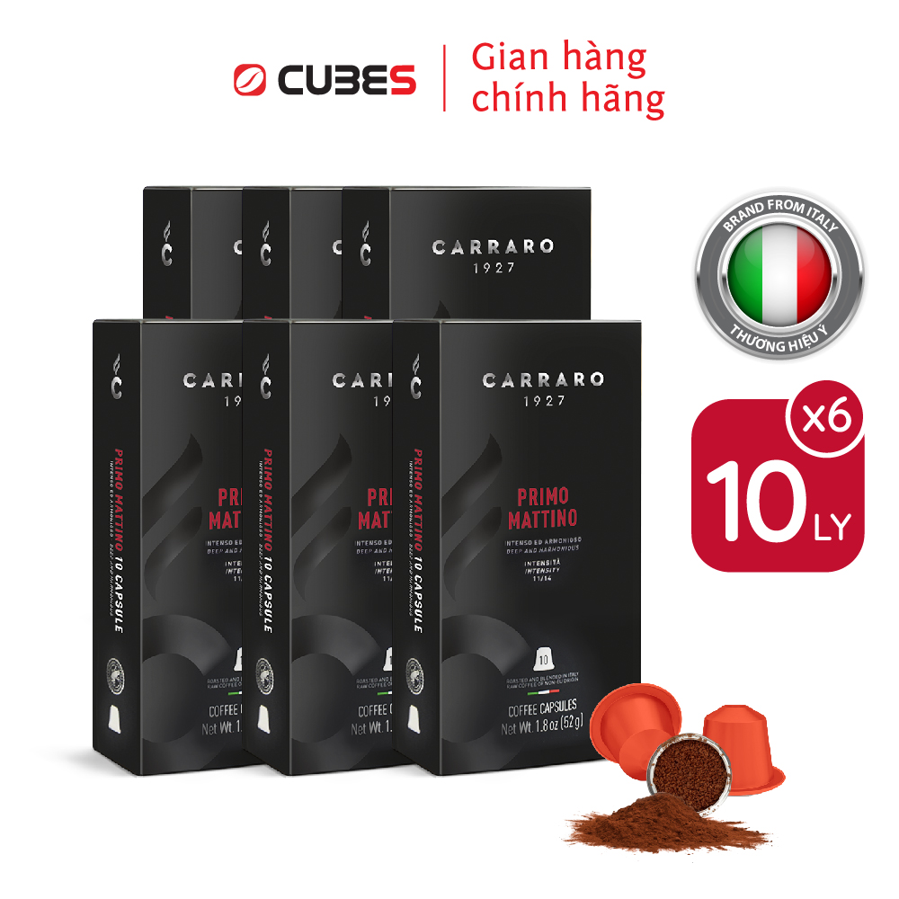 Cà phê viên nén Carraro Primo Mattino -Tương thích với máy capsule Nespresso