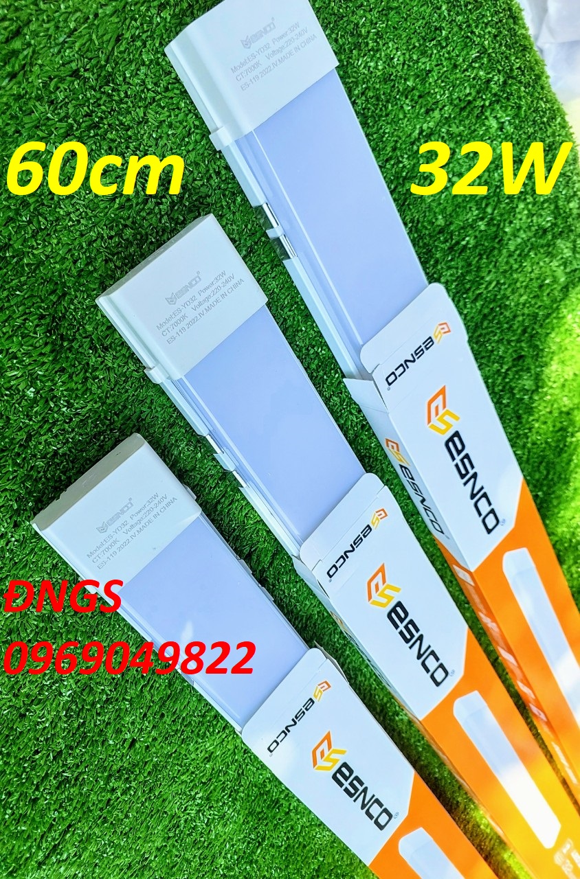 Combo 2 Đèn Led bán nguyệt đầu vuông 0.6m 60cm 32W ESNCO siêu sáng ánh sáng trắng 7000K