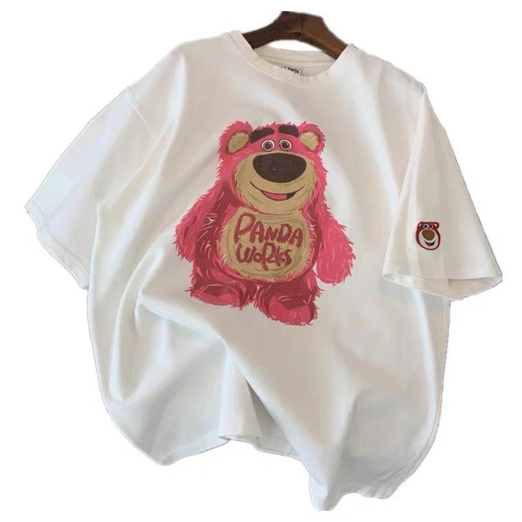 Áo Thun Nữ Tay Lỡ In Hình Gấu Hồng Panda Đáng Yêu
