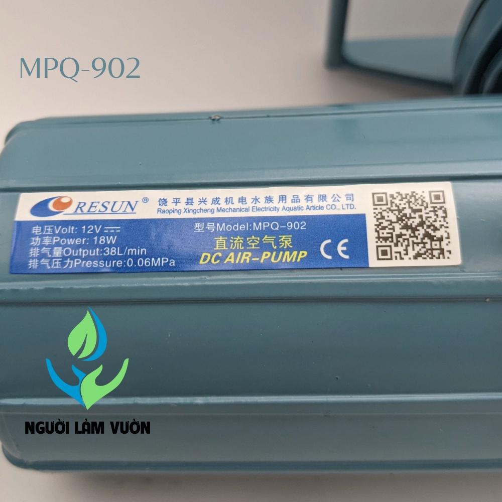 Máy thổi oxy hồ cá - Máy sục oxy bể cá dùng ắc quy 12V thương hiệu RESUN 18W model MPQ-902