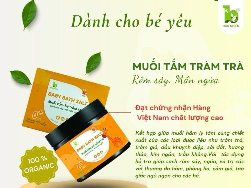 Muối tắm tràm trà Bảo Nhiên cho bé 450gr - giảm rôm sảy, hăm tả và mẩn ngứa ngoài da