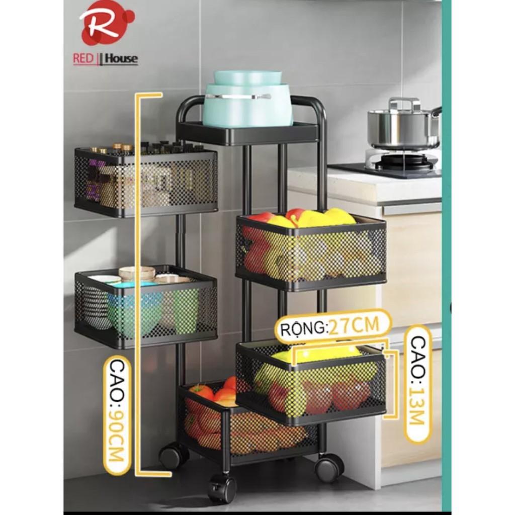 Kệ vuông xoay đa năng thông minh tiện dụng có bánh xe 5 tầng