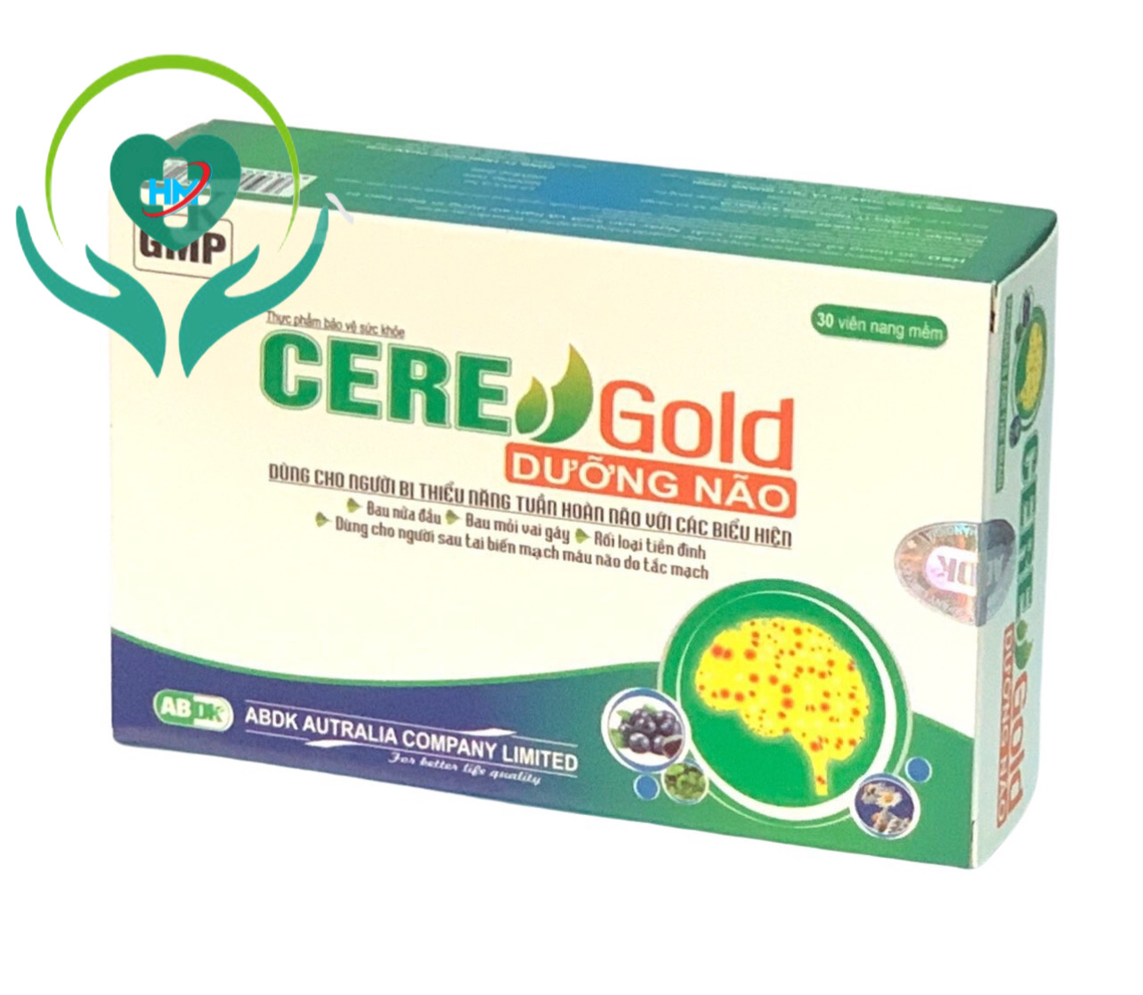 ￼CERE DƯỠNG NÃO Gold  - Hộp 30 viên  – Dưỡng Não hết đau đầu, đau mỏi vai gáy, rối loạn tiền đình, Lisse