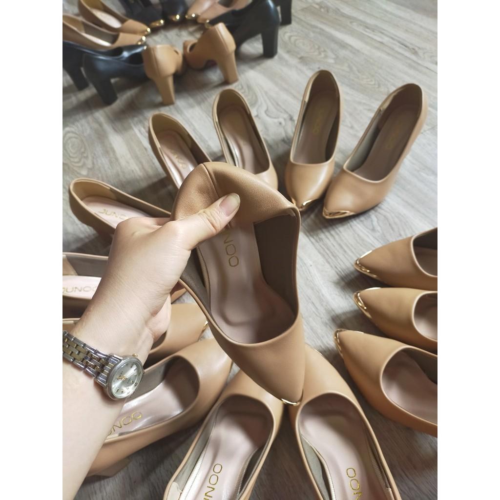 Giày cao gót đế vuông cao cấp 5-7cm, đen & Nude, giày cao gót giá rẻ, giày nữ đẹp, giày công sở