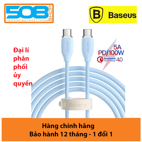 Cáp sạc nhanh PD100W Baseus Jelly Liquid Silica Gel Fat Charging Data Cable C to C - Hàng chính hãng