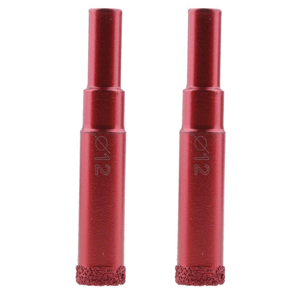 2Pcs 12mm Red Shank Diamond Drill Bit Glass