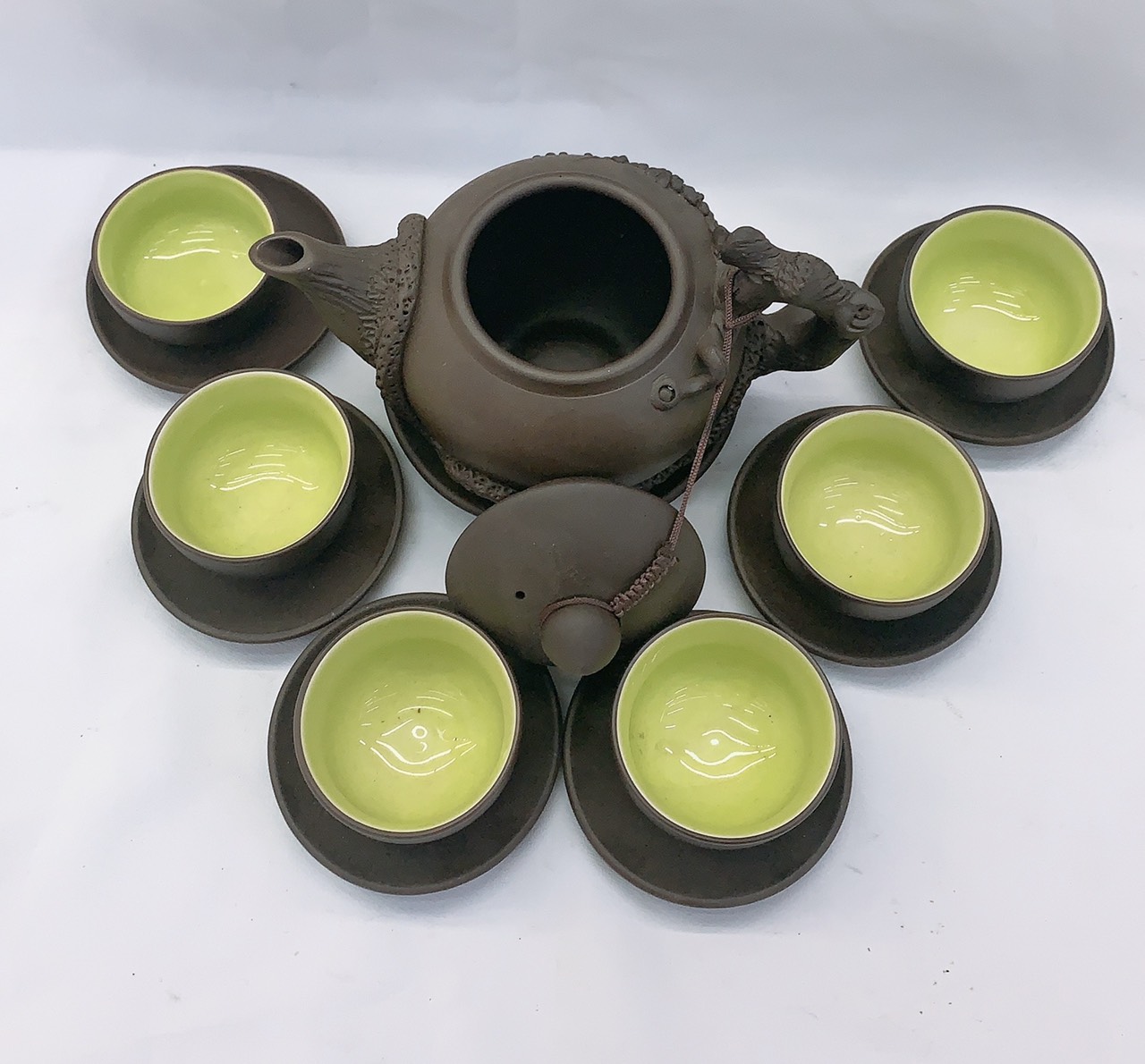 Bộ ấm chén pha trà gốm sứ lòng xanh - ANTH686