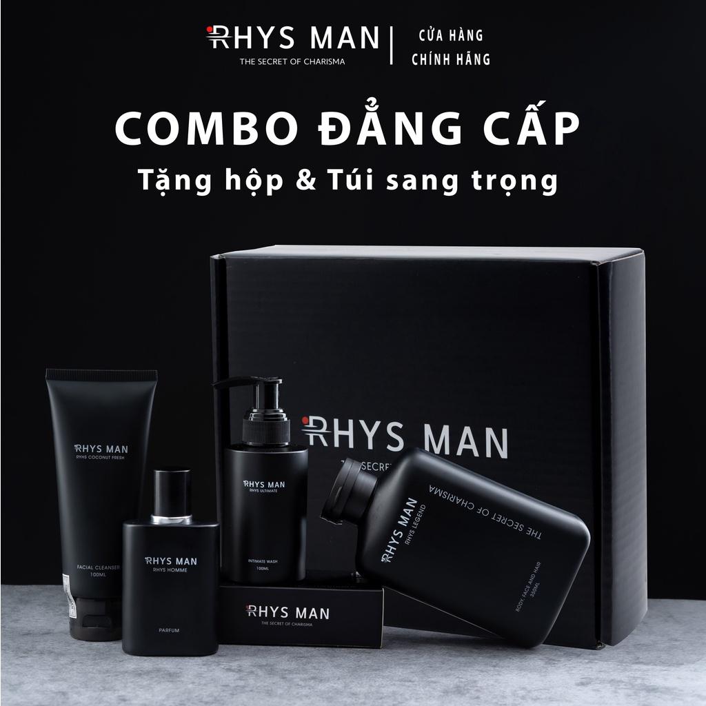 Combo sữa tắm gội nam 3in1 & Sữa rửa mặt nam & Dung dịch vệ sinh & Nước hoa nam RHYS MAN - Hàng chính hãng