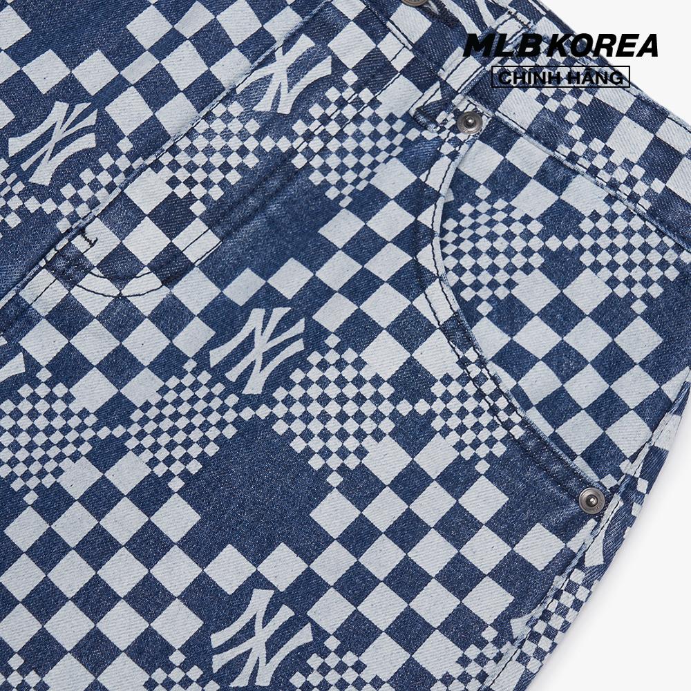 MLB - Chân váy mini denim chữ A Checkerboard 3FDSM0223